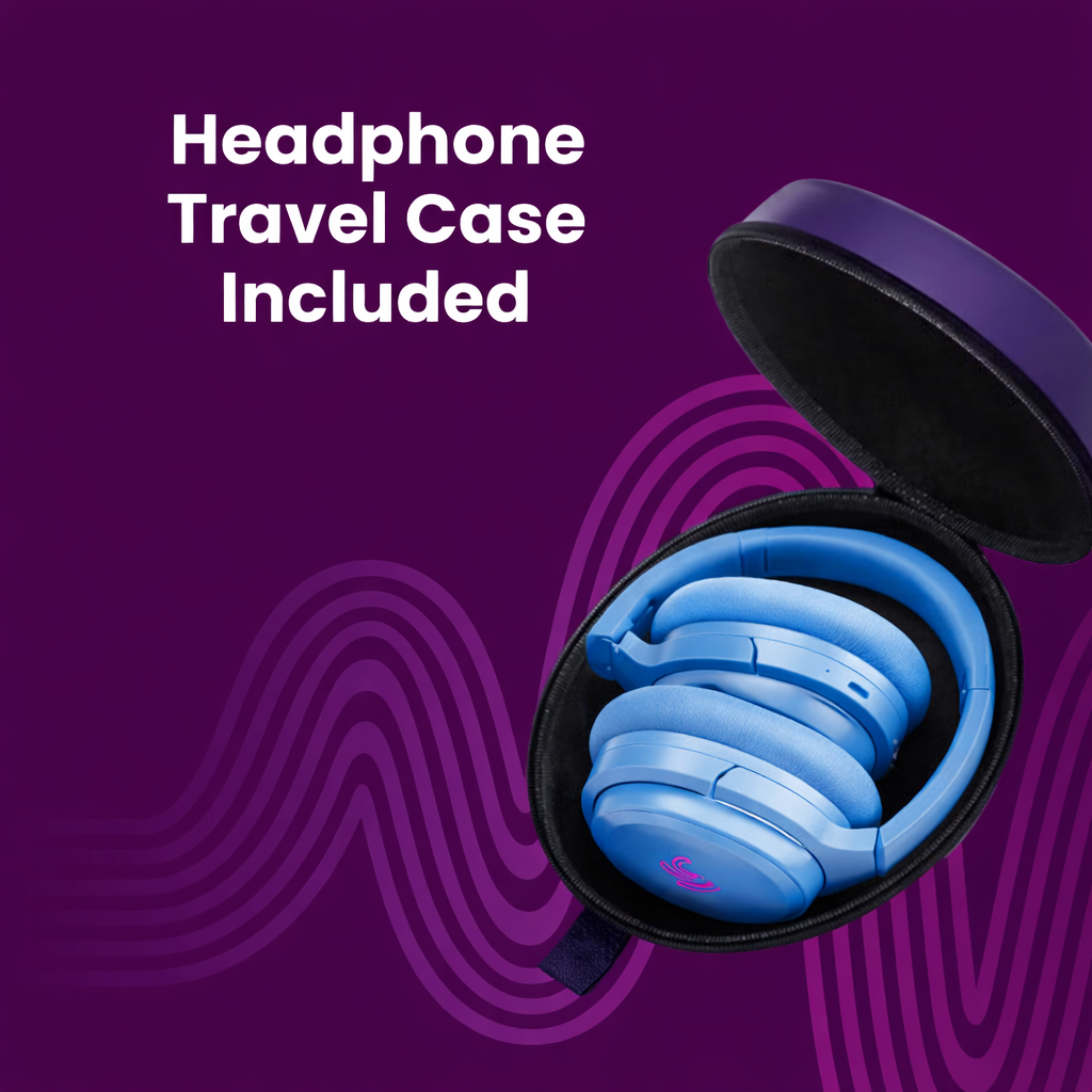 Clarity CL01 Noise Canceling Headphones with Travel Case- Blue