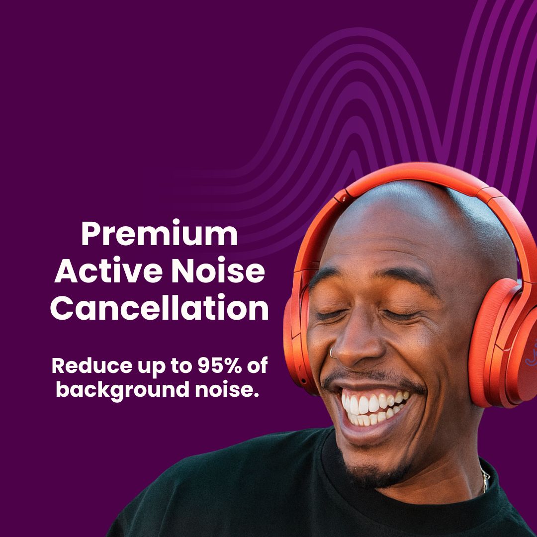 Clarity CL01 Noise Canceling Headphones with Travel Case- Red