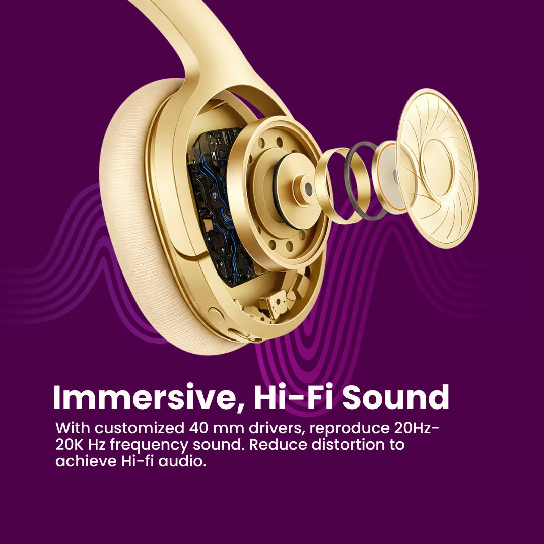 Clarity CL01 Noise Canceling Headphones with Travel Case- Gold