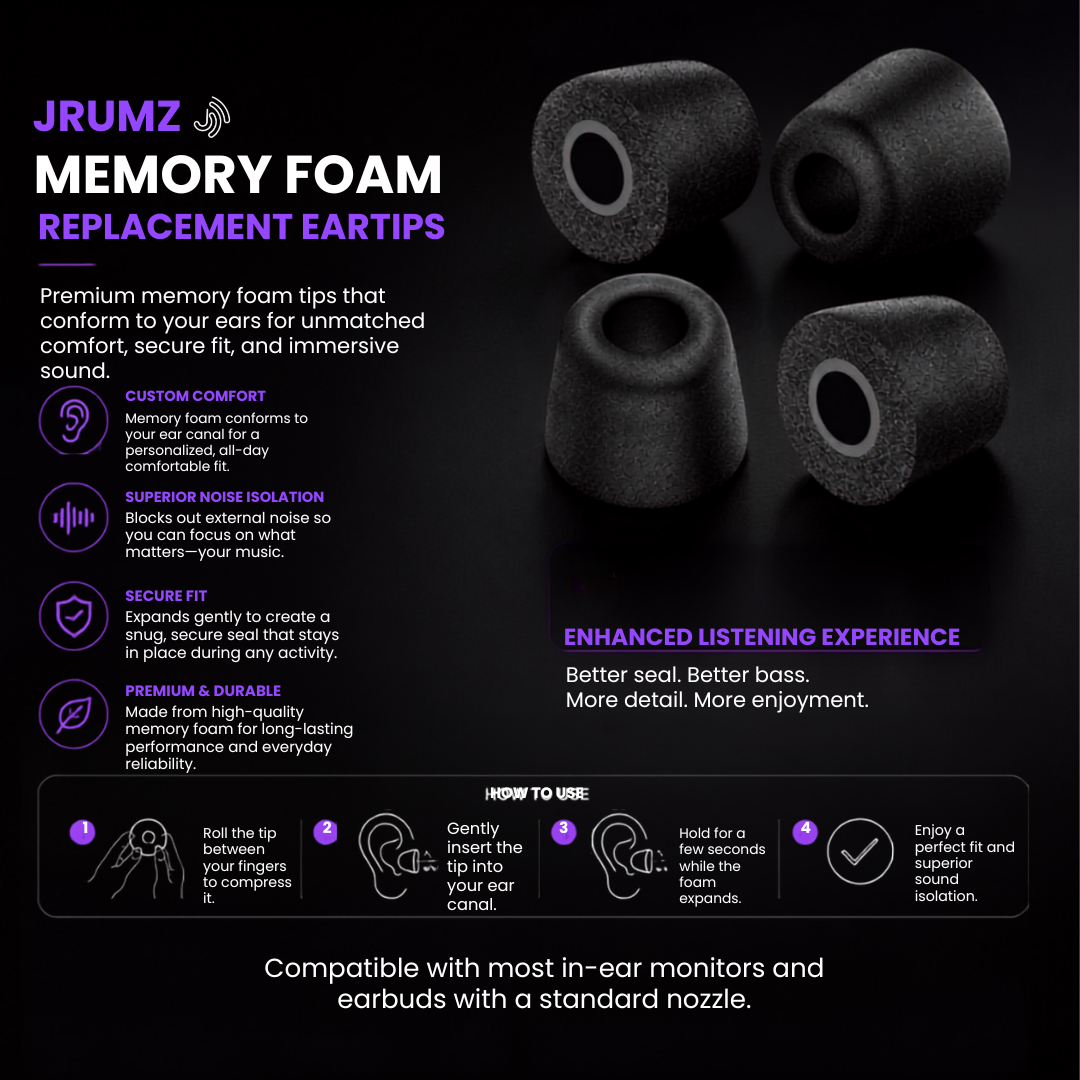 Memory Foam Tips for Jrumz XP Models (4/ pack)