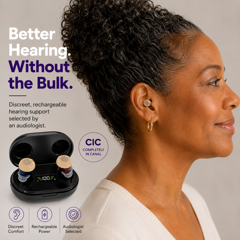 Audiologist-Selected CIC Rechargeable OTC Hearing Aids