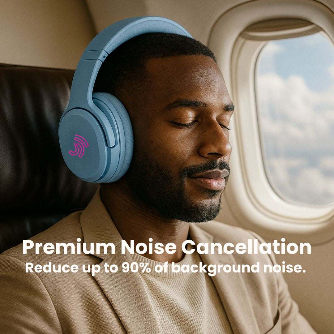 Clarity CL01 Noise Canceling Headphones with Travel Case- Blue