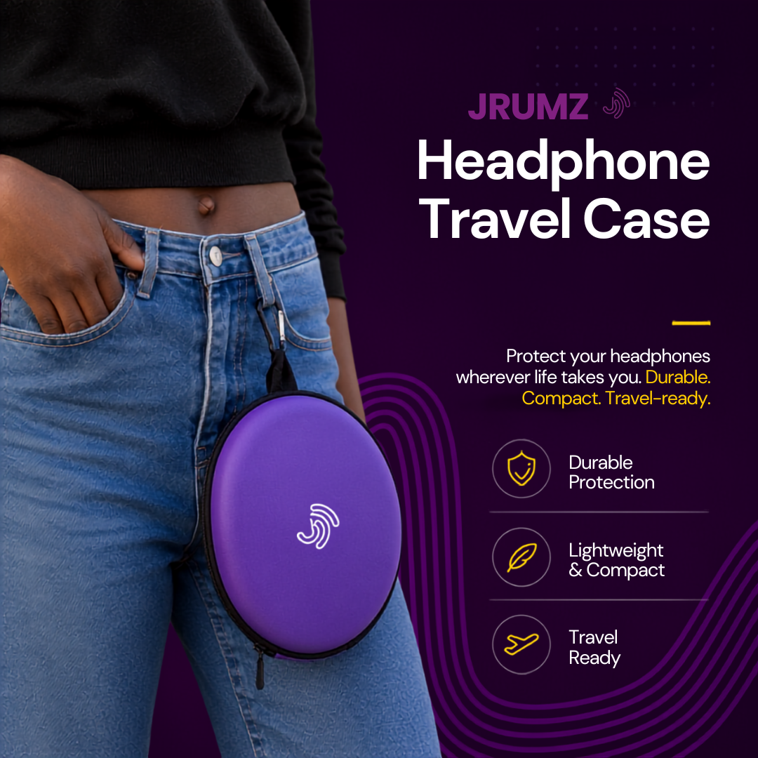 Headphone Travel Case for Headphones, Cables, & Wireless Bluetooth Headphones with Clip